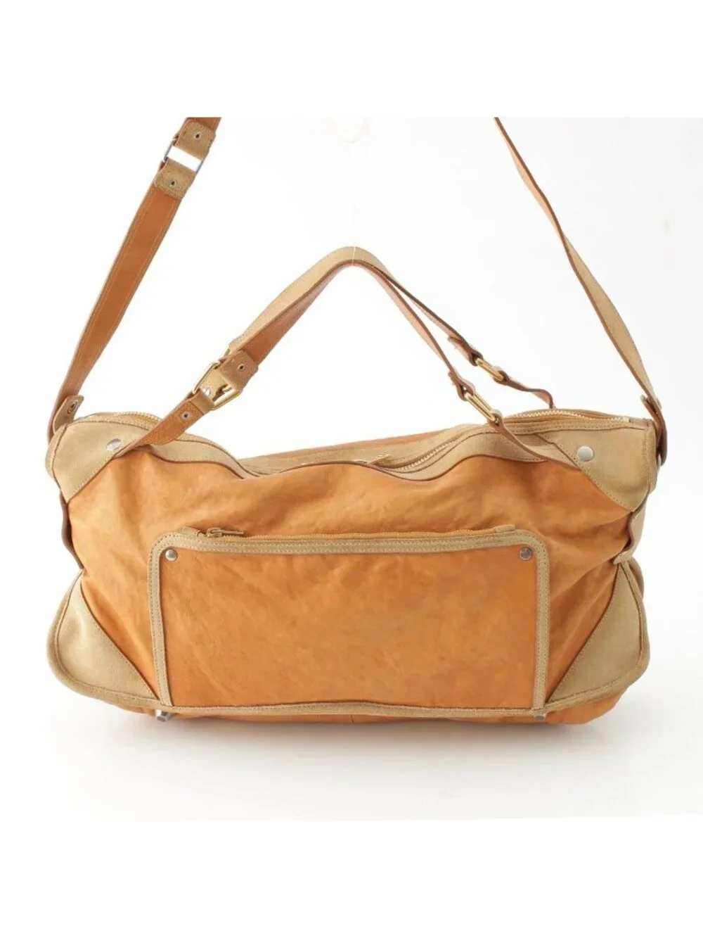 Celine Leather Suede 2-Way Shoulder Bag Brown